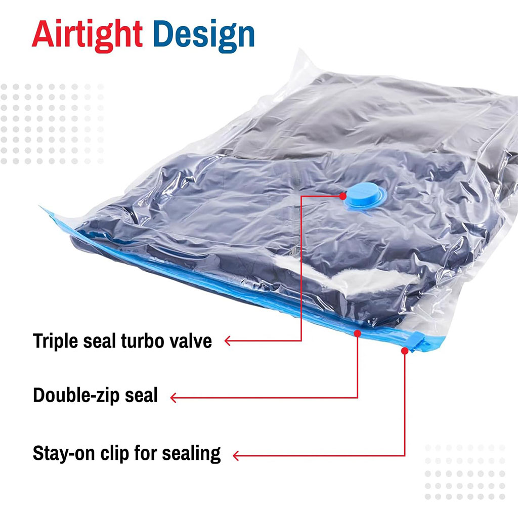 طقم  أكياس ضغط الهواء   5 قطع + مضخة يدوية  لتفريغ الهواء  هدية