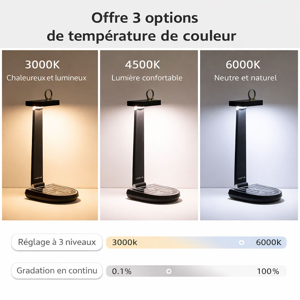 مصباح مكتب وشاحن لاسلكي 15 واط